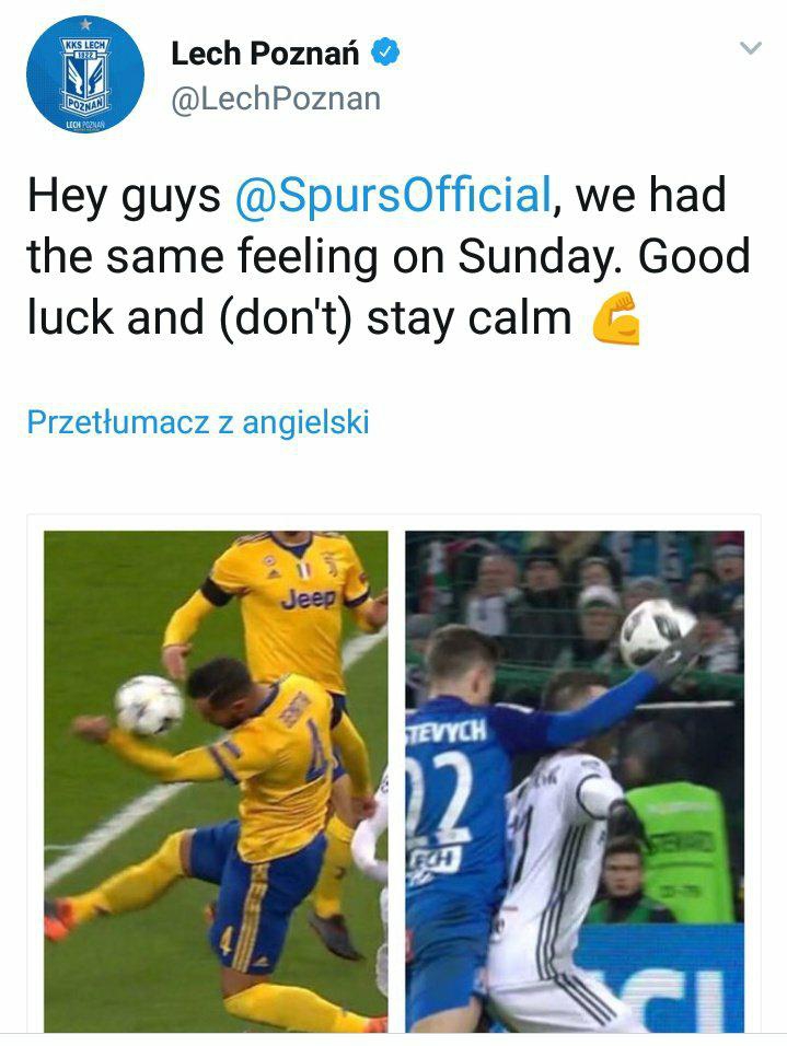 Lech Poznań solidaryzuje się z Tottenhamem xD